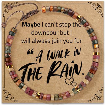 Inspirational Bracelet Gifts for Women, Natural Stone Beaded Bracelets | Thinking of You Get Well Soon Encouragement Healing Bracelets Christmas Day Birthday Gifts for Women Friends Sister - color: A-G JASPER STONE-RAIN
