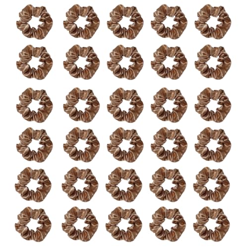 Silk Hair Ties Ponytail Holder Hairs Bow Ropes Elastics Hairtie Accessories Wide 0.8inch on Hair No Damage No Crease for Women Curly Thick Wavy Hair(30Pcs Earthy Yellow) - color: Earthy Yellow