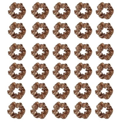Silk Hair Ties Ponytail Holder Hairs Bow Ropes Elastics Hairtie Accessories Wide 0.8inch on Hair No Damage No Crease for Women Curly Thick Wavy Hair(30Pcs Earthy Yellow) - color: Earthy Yellow