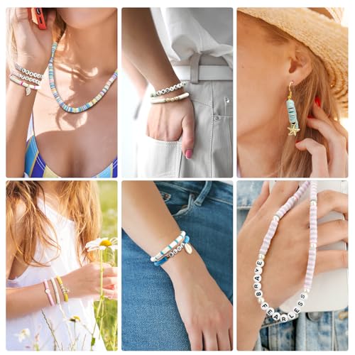 LZOUOWO 5300 Clay Beads Bracelet Making Aesthetic Kit, Polymer Heishi Beads | Preppy Friendship Bracelet, Pearl Disc Beads Charms for Jewelry Making, DIY Creative Gift for Girls 8-12 Teens - color: 5300pcs