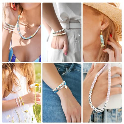 LZOUOWO 5300 Clay Beads Bracelet Making Aesthetic Kit, Polymer Heishi Beads | Preppy Friendship Bracelet, Pearl Disc Beads Charms for Jewelry Making, DIY Creative Gift for Girls 8-12 Teens - color: 5300pcs