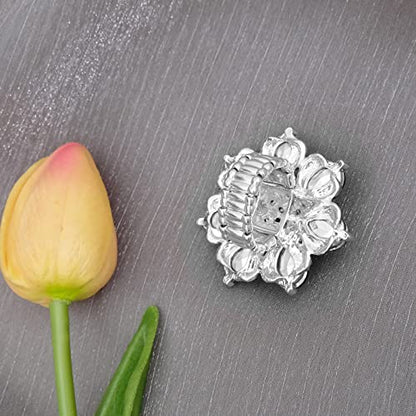Flower Shape Crystal Cocktail Stretch Ring Party Prom Floral Statement Elastic Ring for Women - color: AB crystal-Platinum tone