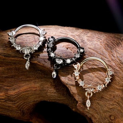 16G Dangle Elegant Septum Rings Hoop 10mm Surgical Steel Hinged Segment Septum Nose Ring Seamless Clicker Ring Cartilage Earrings Hoop Helix Tragus Piercing Jewerly - color: 16G-Dia:10mm-Rose Gold Tone