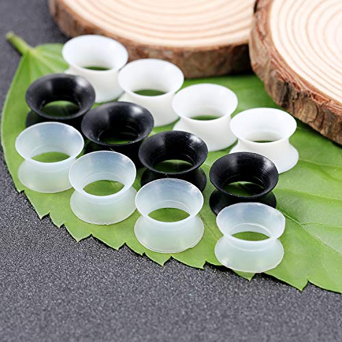 Cisyozi 10G-50mm Thin Silicone Gauges for Ear Flexible Double Flare Gauges Tunnels Expander Stretching Gauge Earlets Plugs Gauges Kit Earlets Retainer Same Sizes 3 Colors - style: 1/2Inch=12mm