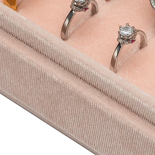 Velvet Ring Organizer Display Tray Jewelry Box Earring Holder Case | for Wedding Birthday Christmas Day (Light Pink) - color: Light Pink