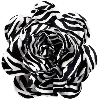 PLwelth Large Flower Brooch Pins Floral Hair Clips for Women Lapel Pins for Dress Clothes Suits Wedding Party Jewelry Gifts - color: Zebra-Black and White