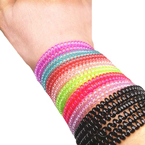 20 PCS Fine Spiral Hair Ties Plastic Coil Ponytail Holder Phone Cord Elastics Accessories for Women Girl