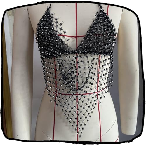 Body Chain Bra Fashion Shoulder Necklaces Bra Chain Body Jewelry - color: Black