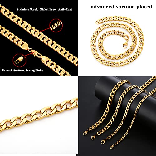 Gold Chain Necklace, 20 Inch 14K Gold Plated Chunky Curb Chain | Bold Wide Chain Necklace with Eye-Catching Golden Finish, Ideal for Parties, Events, and Trendy Outfits - style: 20inch-0.8cm