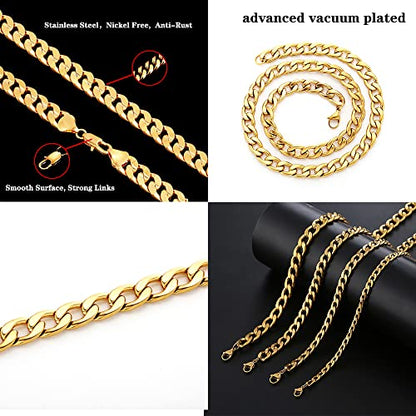 Gold Chain Necklace, 20 Inch 14K Gold Plated Chunky Curb Chain | Bold Wide Chain Necklace with Eye-Catching Golden Finish, Ideal for Parties, Events, and Trendy Outfits - style: 20inch-1cm