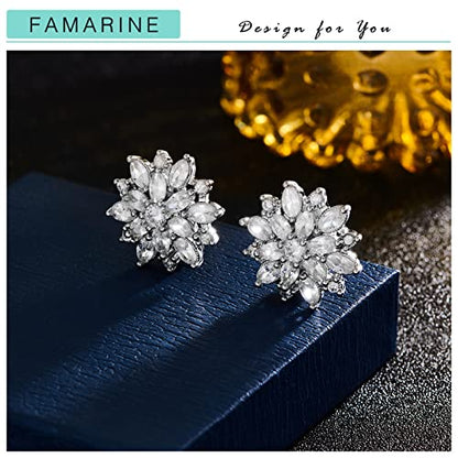 FAMARINE CZ Clip on Earrings for Women Clip Earring Non-pierced Earrings - style: Snowflake