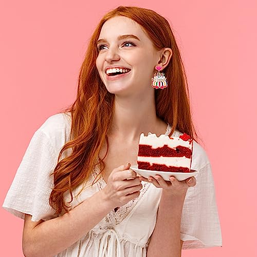Birthday Earrings for Women Happy Birthdays Earrings Statement Cake Champagne Bottle Earring Happy Birthdays Dangle Earring Birthday Gifts Party Favors - color: Cake