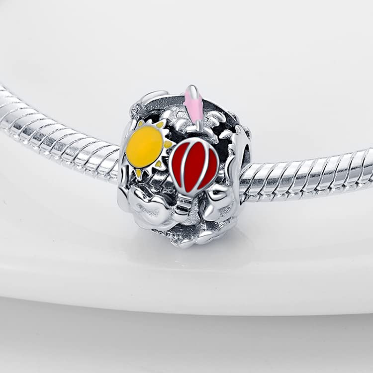 LIGHTDOG 925 Sterling Silver Charms for Bracelets Necklaces Dangle Pendants Beads Charms Fits Pandora Charms Bracelets Jewelry Holidays Gift for Women - style: Fantasy Journey Flying Rainbow Sky Charm