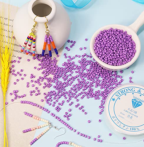 Bala&Fillic Purple Color 3mm Seed Beads About 3600pcs/100Grams in Bag, 8/0 Glass Craft Beads for Making Bracelet and Necklace (Purple) - color: Purple