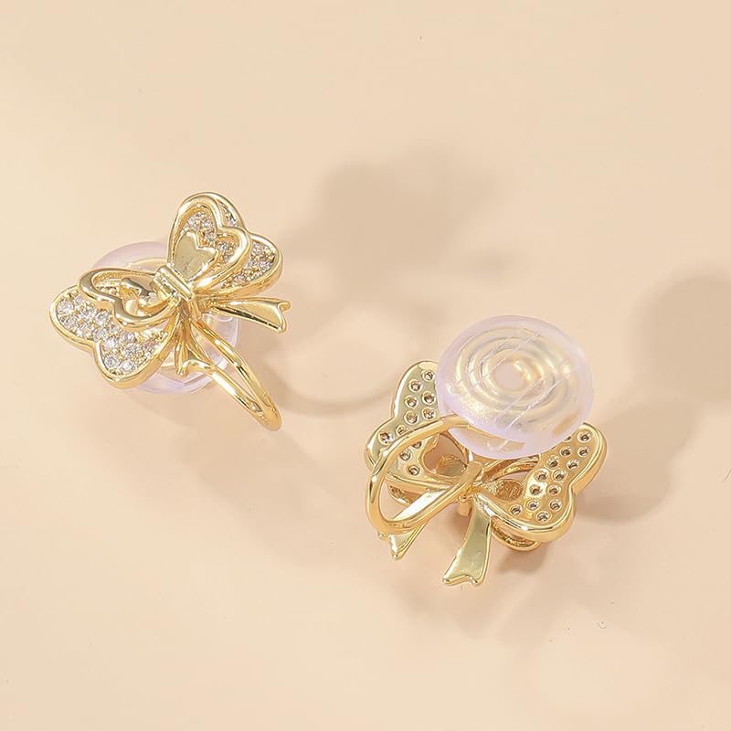 Ear Cuffs Earrings for Women Non Piercing Cartilage Cuff Wrap Clip on Earrings Trendy Pearl Rhinestone Tassel Chain Earrings Jewelry for Women - color: CZ Bowknot Ear Cuff