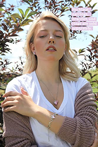 Leafael Infinity Love Women's Adjustable Crystal Heart Ring with Birthstone Crystals Healing Stones, Jewelry Gifts for Women, Birthdays Valentine's Day, Silver-Tone, Open End, Size 6.5-8 - color: 03b-October-Love-Rose Quartz Pink
