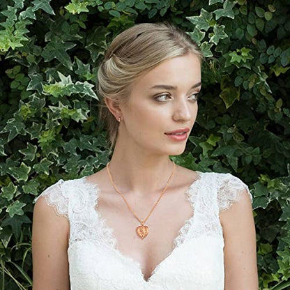 FindChic Locket Necklace for Women Custom Photo Memorial Gifts 4 Colors | Silver/Black/Rose Gold/Gold Plated Personalized for Loved Ones, Birthday Valentine's Day Keepsake - style: 02. Angel Wing 2-Rose Gold