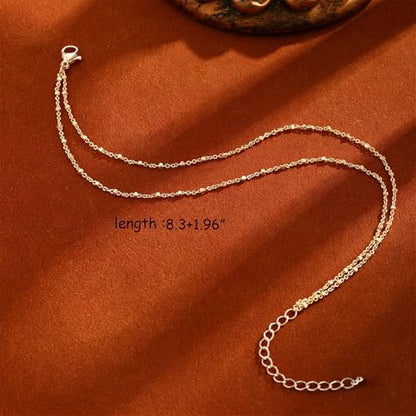 PICNHUAN Gold/Silver Ankle Bracelets for Women 14K Gold Plated Women's Anklets Silver Cuban Chain Anklet Waterproof Stainless Steel Anklet Summer Beach Foot Chain Jewelry Gifts for Women - color: Gold/Two-layer