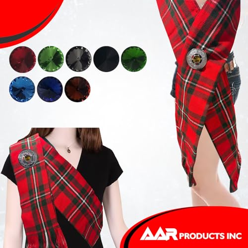 AAR Scottish Ladies Kilt Fly Plaid Brooch with Stone 2"/Highland Shawl Brooches - color: Yellow
