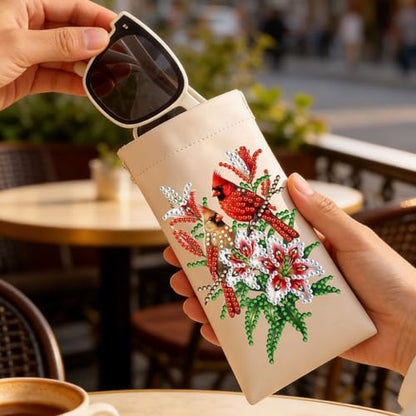 Diamond Art Painting Eye Glass Bag PU Sunglasses Glasses Storage Bag Built-in Glasses Cloth Press Automatic Closure - color: 3pcs-02