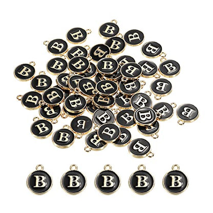 MECCANIXITY Alphabet Letter Charm Double Sided Alphabet Pendant, for Earring Jewelry Making - style: B