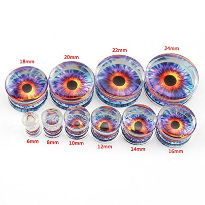 ZS Acrylic Transparent Purple Eyeball Fashion Ear Plugs Tunnel Expander Gauges Piercing - style: Gauge=3/4"(20mm)
