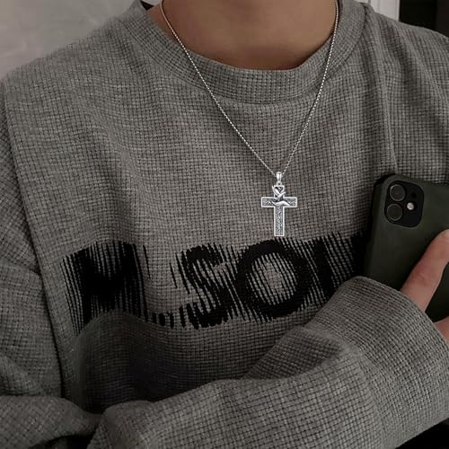 Cross Necklace for Men Women 925 Sterling Silver Cross Pendant Necklace Christian Religious Jewelry Gifts for Anniversary - color: 21-Dove Cross