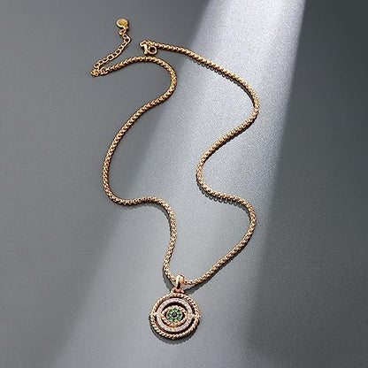 NUZON Sunburst Heart / 2-Tone Interlocking/CZ Evil Eye/Single Pearl/Love Heart Pendant Necklace for Women 14K Gold Chain Necklace Chunky Statement Jewelry - color: Evil Eye