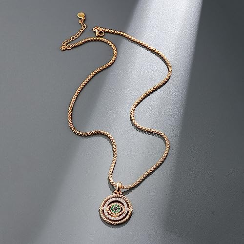NUZON Sunburst Heart / 2-Tone Interlocking/CZ Evil Eye/Single Pearl/Love Heart Pendant Necklace for Women 14K Gold Chain Necklace Chunky Statement Jewelry - color: Evil Eye