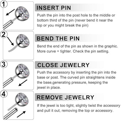 Gotumo 16G 18G 20G Flat Back Earrings Stud Titanium Threadless Nose Rings Tragus Labret Cartilage Lip Medusa Conch Body Piercing Jewelry Hypoallergenic for Women Men - color: Silver, size: 16G Bar Lengths 7mm & CZ 2mm
