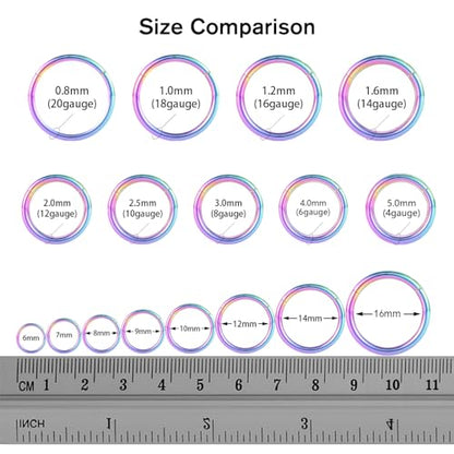 FUNLMO 316L Surgical Steel Hinged Segment Nose Ring Hoop for Nose Septum Cartilage Helix Tragus Conch Rook Daith Lobe Lip Piercings 1 Pc - color: Rainbow