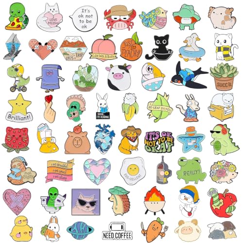 20/30/50/80 Mixed Enamel Brooch Bulk Set,Lapel Badges, Cartoon Plant Enamel Pin Sets, Funny Button Pins Jewelry for Backpack Cloths Hats Jacket Decoration - style: 20 pcs