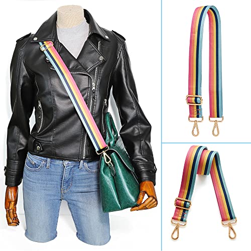 Kolti Purse Strap Replacement Crossbody Handbag Stripe Wide Adjustable - color: Gold Buckle-39