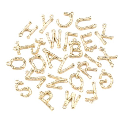 Craftdady Letter Charms Capital Pendants Mixed A-Z Initial Letter Number Charms DIY Bracelet Necklace Pendants for Jewelry Making, Gold, Antique Silver, Platinum - color: 18K Gold A