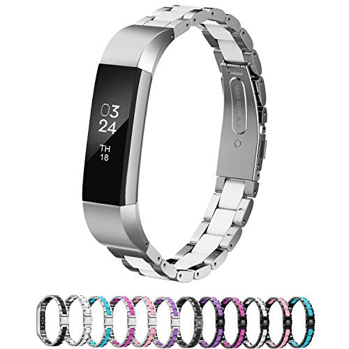 Compatible with Alta Bands Metal, Special Edition Replacement for Alta HR Stainless Steel Bands Adjustable Accessory Wristband Small Large for Alta Bracelet Women Men - color: A1-Silver-White
