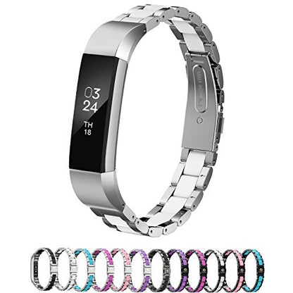 Compatible with Alta Bands Metal, Special Edition Replacement for Alta HR Stainless Steel Bands Adjustable Accessory Wristband Small Large for Alta Bracelet Women Men - color: A1-Silver-White