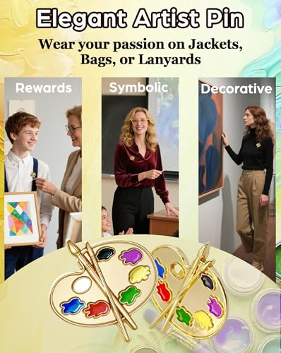 24 PCS Enamel Pin Bulk - Art Supplies, Enamel Pin Making Kit, Lapel Pins for Art Lovers, Classmates, Teachers & Graduation Gifts