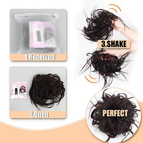HMD Tousled Updo Messy Bun Hair Piece for Women Synthetic Hair Extension | Messy Bun Hair Piece with Elastic Scrunchie Synthetic Tousled Updos Ponytail Hairstyles for Daily Wear - color: Ash Blonde Mix Bleach Blonde(18t613#)