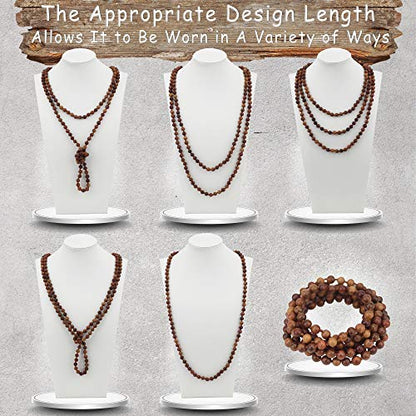 Firstmeet Fashion Natural Round Wood Beads 60'' Long Strand Art Deco Necklace for Women - color: B