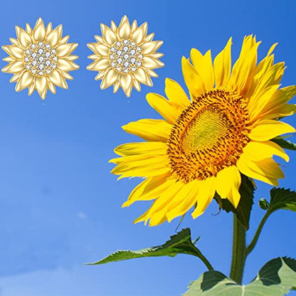 KECHO 14k Yellow Gold Sunflower Jewelry for Women, Fine Gold You are My Sunshine Jewelry Gifts for Her - style: Sunflower Earrings