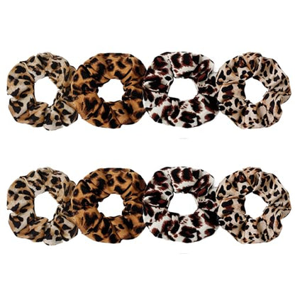 Satin Scrunchies for Women – 8PCS Leopard Silk Hair Ties – No Crease, Frizz-Free, Bold & Fashionable Hair Bands for Thick & Thin Hair, Trendy Hair Accessories Gifts - color: Large-Leopard