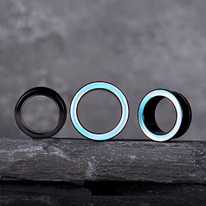 2 Pairs Stainless Steel Black Ear Gauges Retro-reflective Sheeting Tunnels and Plugs. - color: S8552B, size: 6 mm