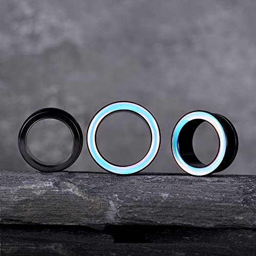 2 Pairs Stainless Steel Black Ear Gauges Retro-reflective Sheeting Tunnels and Plugs. - color: S8552B, size: 10 mm