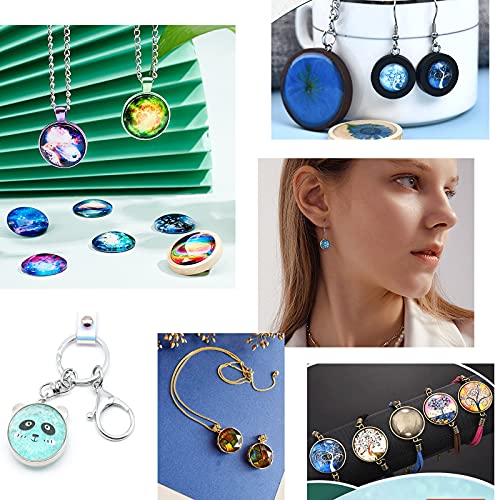UNICRAFTALE Stainless Steel Round Cabochon Connector Pendants Black Blanks Bezel Pendant Trays with Glass Cabochon Bracelet Connector Charms for Jewelry Making