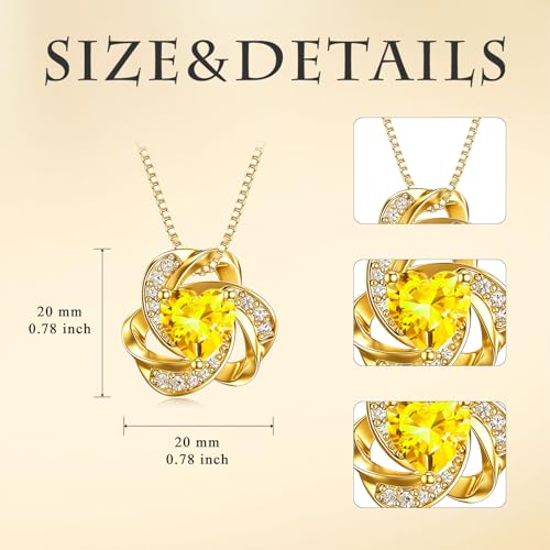 Midari 18K Gold Love Knot Necklace Love Knot Pendant Necklace with 12 Months Birthstones I Love You Forever Jewelry Gifts for Women Mom Her - color: 11-November