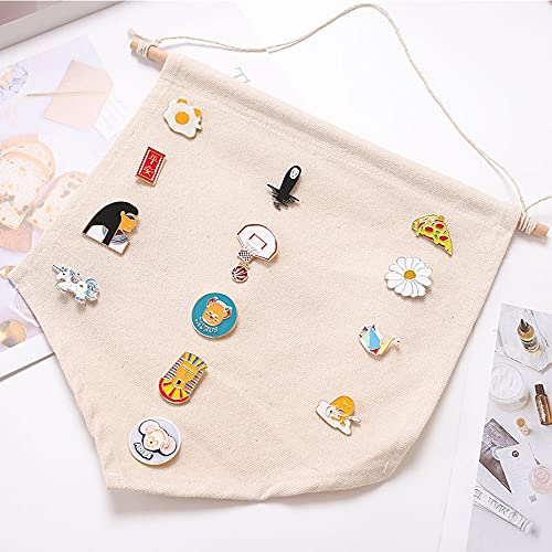 3pcs Cotton Canvas Wall-Mounted Brooch,Wall Hanging Jewelry Display Storage Set for Pin and Brooch Collections (D) - color: D