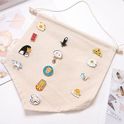 3pcs Cotton Canvas Wall-Mounted Brooch,Wall Hanging Jewelry Display Storage Set for Pin and Brooch Collections (D) - color: D