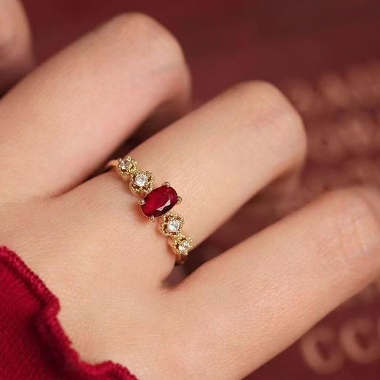 1PCS Adjustable Open Ring Stackable Thin Band Statement Ring Assorted Shape Minimalist Dainty Finger Rings - color: Red, style: #5