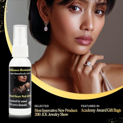 Brilliance Restoration Diamond Jewelry Cleaner Spray 2oz + Microsuede Cloth | 1-Minute Instant Shine | For Engagement Rings, Earrings, Necklaces, CZ, Gemstones & Steel Watches