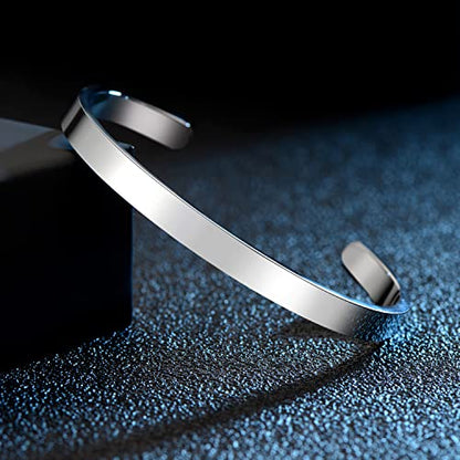 TONY & SANDY Inspirational Bracelets for Women Teen Girls Personalized Gifts for Daughter Granddaughter Mom Sister Friends Stainless Steel Engraved Cuff Birthday Easter Christmas - style: A Wise Woman Once Said f**k This s**t and she Lived Happily Ever Af